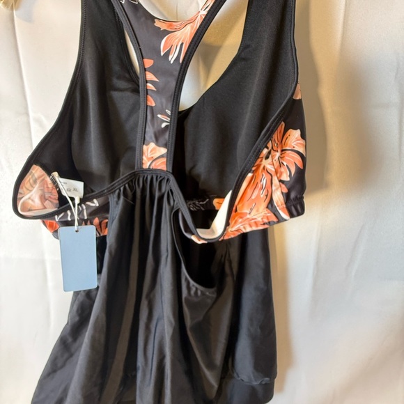 Younique Black and Orange Floral Women's Swimsuit - Picture 5 of 11
